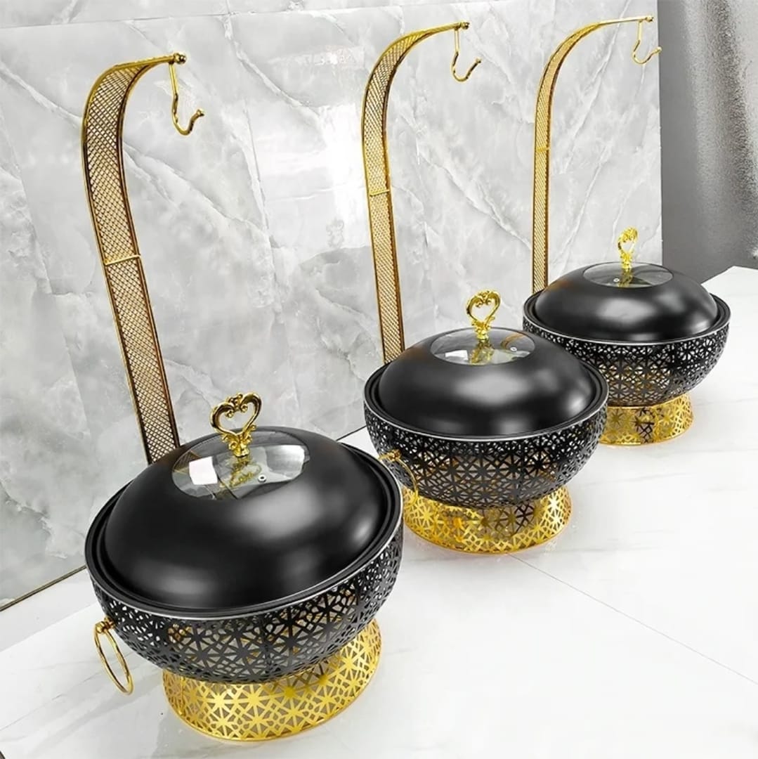 New Design 8L Black Stainless Steel Chafing Dish for Catering Round Hot Pot